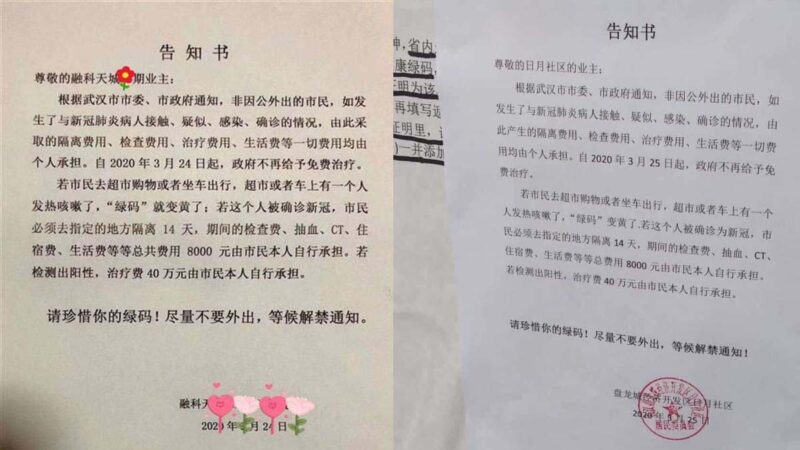 武汉通告染疫病人自费治疗 舆论沸腾当局“辟谣”