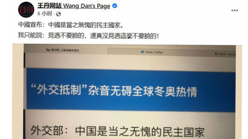 中共自称民主“当之无愧” 王丹回呛火爆网络