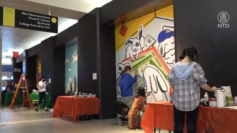 吉兔迎新 纽约法拉盛天景购物中心兔年壁画展