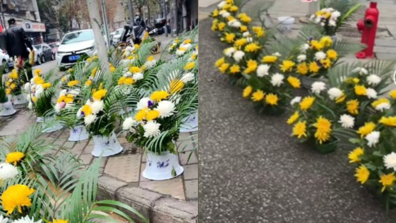 大年初一武汉满街菊花祭奠 市民：都是去年死的！（视频）