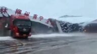 河南暴雪 40畝葡萄棚、物流倉庫瞬間垮塌（視頻）