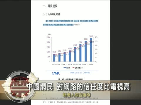 【中国禁闻】中国网民对网路的信任度比电视高