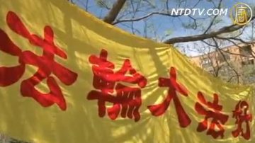 法轮功学员核峰会场外和平抗议