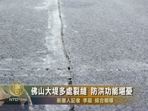 佛山大堤多處裂縫 防洪功能堪憂