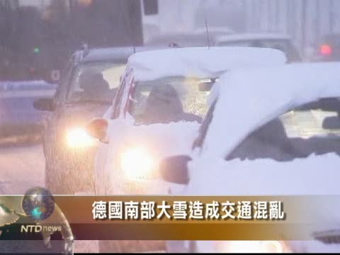 德國南部大雪造成交通混亂