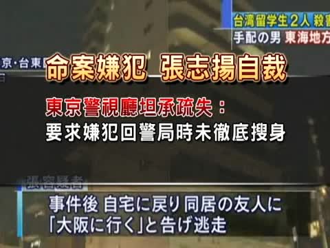 張志揚自裁 日警坦承疏失 續調查兇案