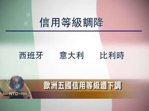 歐洲五國信用等級遭下調