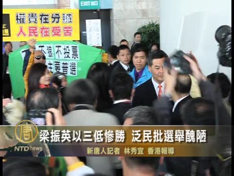 梁振英以三低慘勝 泛民批選舉醜陋