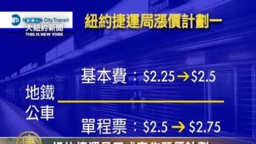 紐約捷運局正式宣佈漲價計劃