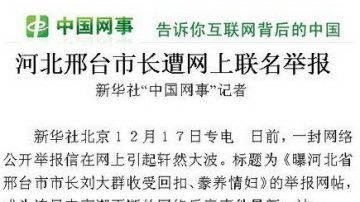 网络反腐出新招 邢台市长被举报包养情妇