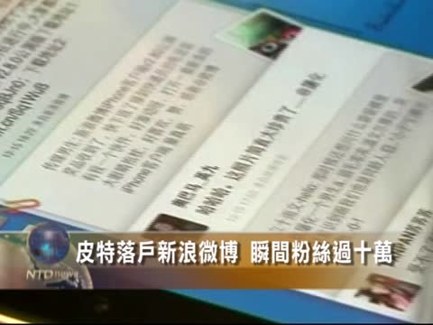 皮特落戶新浪微博 瞬間粉絲過十萬