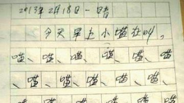 小学生作文 写36字“喵” 师差点哭了