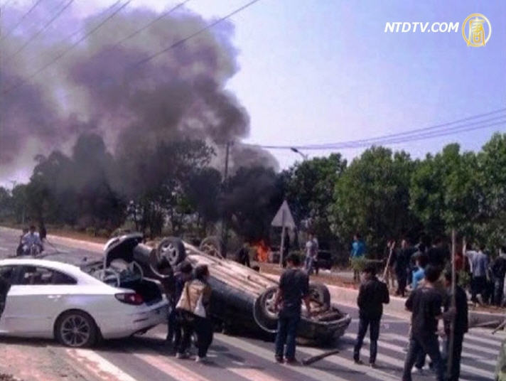 粵再現護地衝突 揭陽民眾燒多車