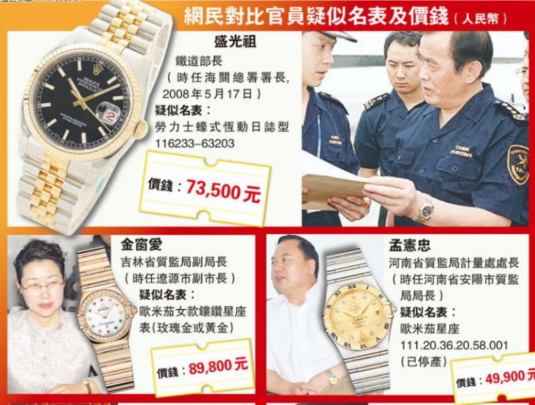 內幕：價值最高的「錶哥」是一位中共在任部長