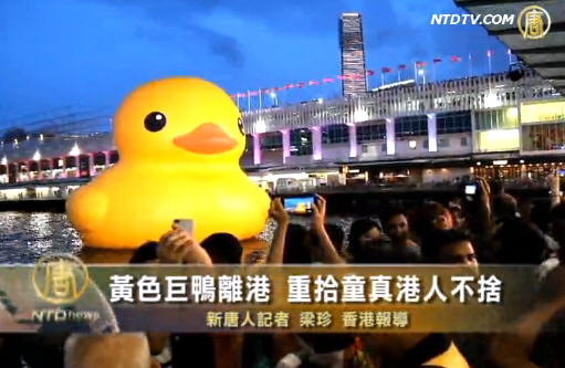 黃色巨鴨離港 重拾童真港人不捨