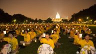 法轮功学员华府烛光夜悼呼唤良知