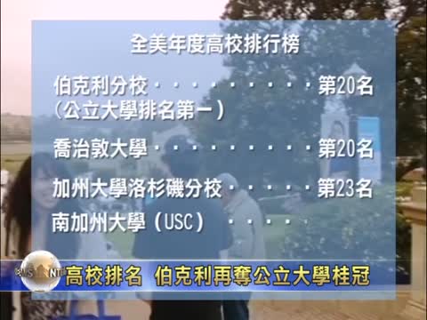 高校排名  伯克利再奪公立大學桂冠