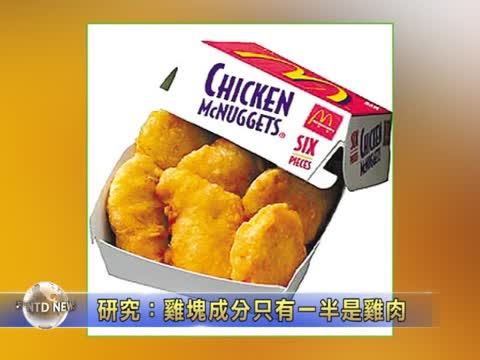 研究：雞塊成分只有一半是雞肉