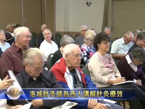洛城針灸師為西人講解針灸療效