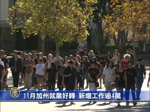 11月加州就業好轉  新增工作逾4萬
