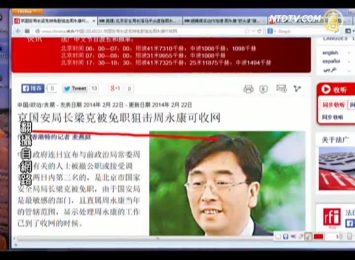 【今日點擊】京國安局長梁克被免職 狙擊周永康可收網
