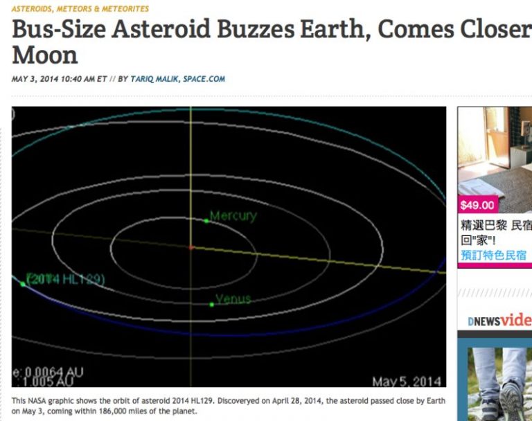 好險！巴士大小行星與地球「擦肩」
