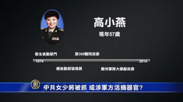 十八大後首個中共女少將落馬 或涉活摘器官