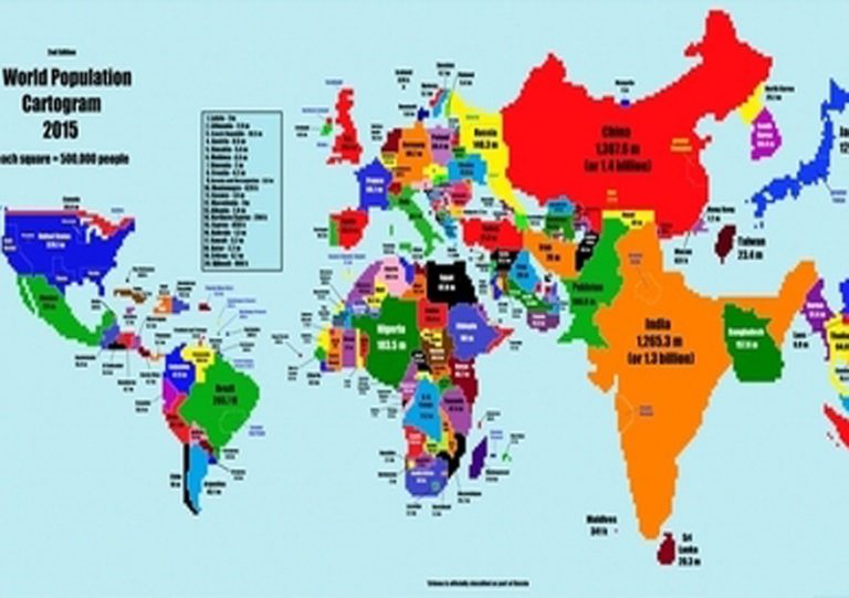 依人口數繪世界地圖 中國變成巨無霸