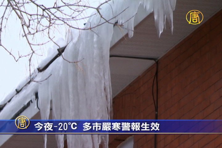 今夜-20 C 多市嚴寒警報生效