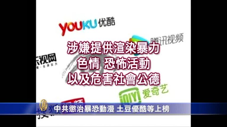 中共懲治暴恐動漫 土豆優酷等上榜
