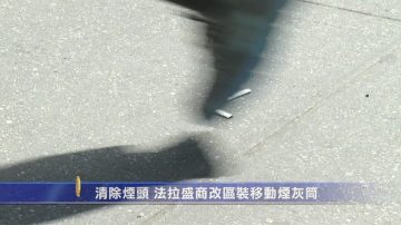 清除煙頭 法拉盛商改區裝移動煙灰筒