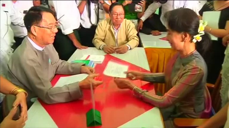 緬甸首次全國大選 昂山登記參選議員