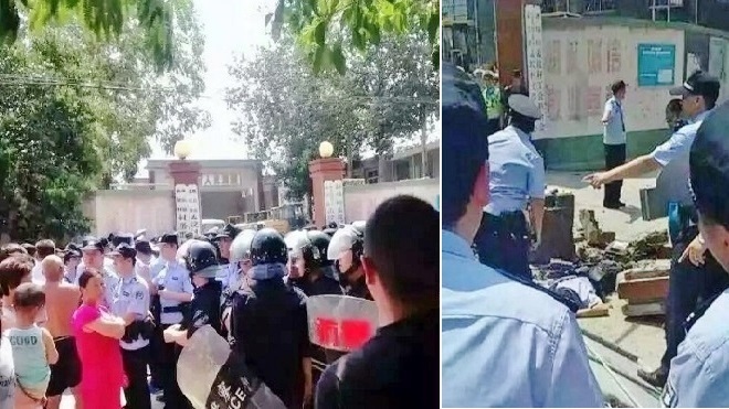 河南千警裝甲車鎮壓村民 警官被意外砸死