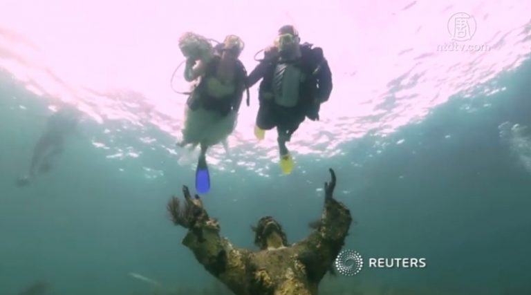 深海基督50週年 佛州新人海底辦婚禮