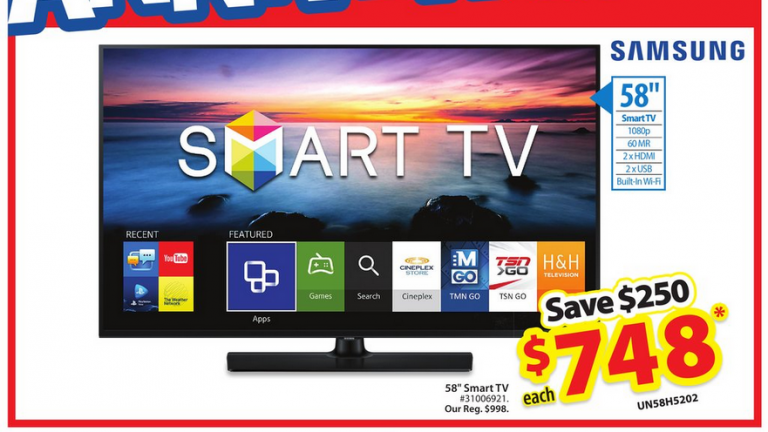 Samsung 58吋全高清LED Smart電視只賣$748