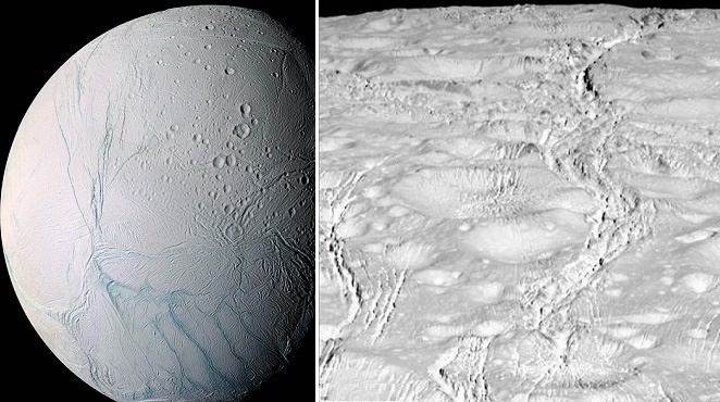 NASA發布土衛二北極照片 地表裂縫十分搶眼