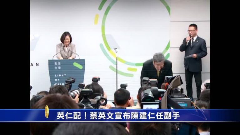 英仁配！蔡英文宣佈陳建仁任副手