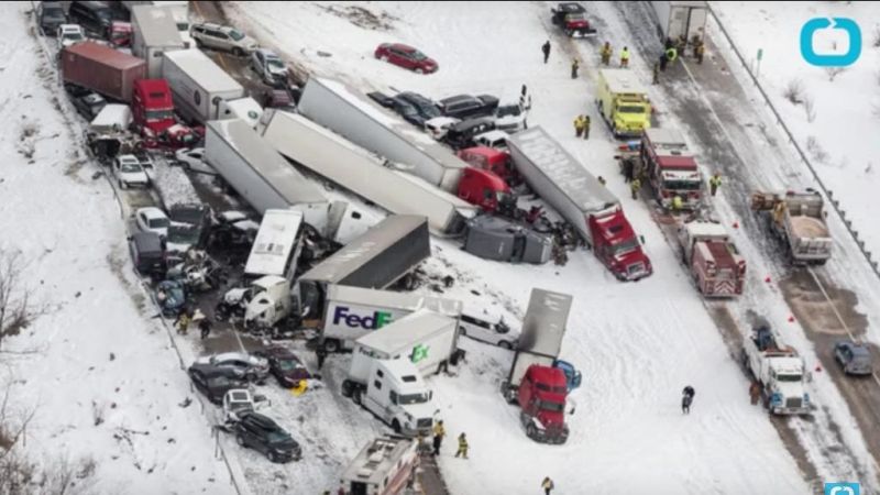 美賓州暴風雪 州際公路64輛車連環撞【視頻】