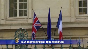 英法峰会商讨加莱 难民缝嘴抗议