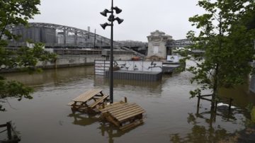 塞纳河水位回落 巴黎居民松口气