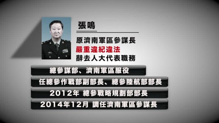 原濟南軍區參謀長張鳴落馬