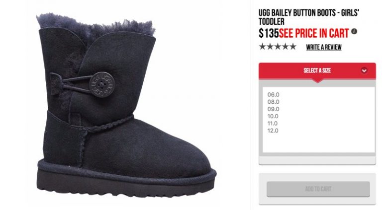 $59.99 (原价 $135) UGG 纽扣款女童雪地靴特價