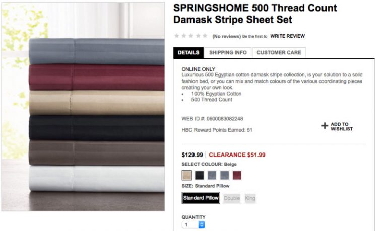 清倉額外最高8折包郵  SPRINGSHOME 500支埃及棉床單套裝