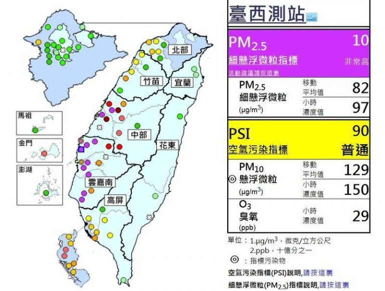 PM2.5紫爆 中南部大氣擴散不佳
