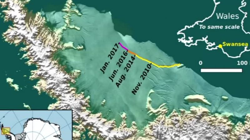 南極冰架開裂  長島大小冰川將漂離