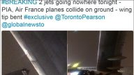 多倫多皮爾遜機場兩飛機機翼相撞