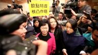 香港林郑月娥报名参选特首 再遇示威