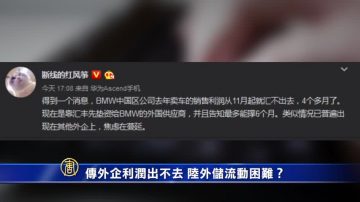 【禁闻】传外企利润出不去 陆外储流动困难？