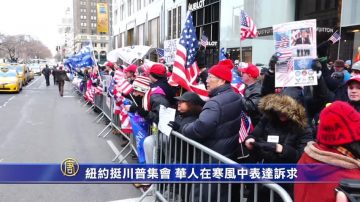 纽约挺川普集会 华人在寒风中表达诉求