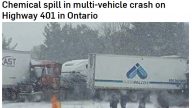 加拿大安省401高速连环车祸  化学泄露 居民疏散